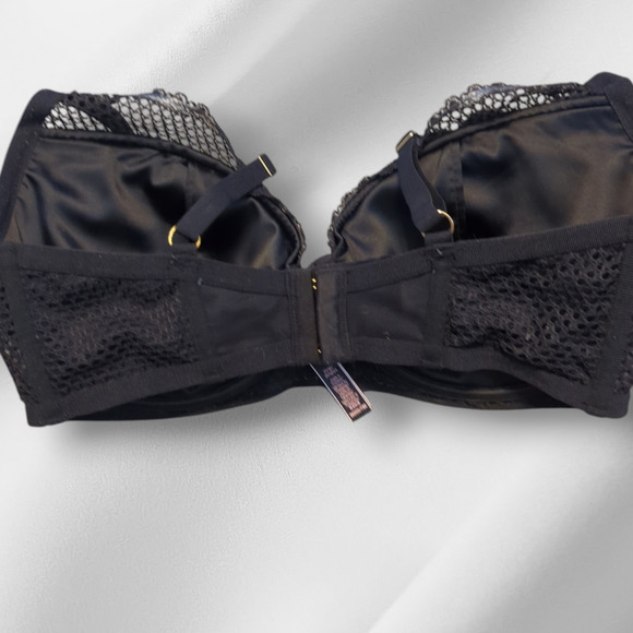 VICTORIA'S SECRET Black Lace Plunge Push Up Sexy Bra 36DDD Adjustable Straps - Picture 4 of 8